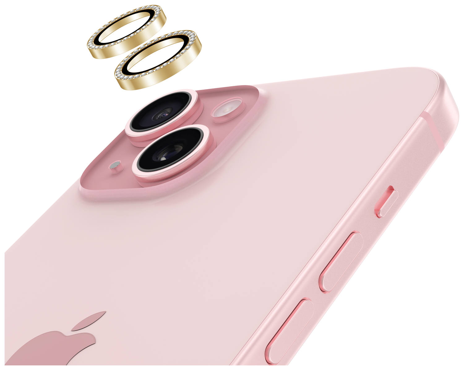 AVY Apple iPhone 15 / 15 Plus Camera Lens Protector Rings Diamant Goud afbeelding 9