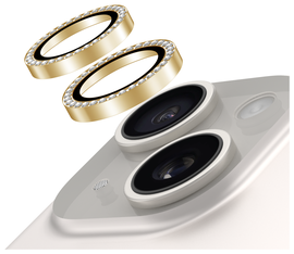 AVY Apple iPhone 15 / 15 Plus Camera Lens Protector Rings Diamant Goud afbeelding