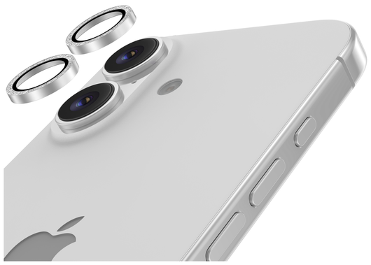 AVY Apple iPhone 17 / 16 / 16 Plus Camera Lens Protector Rings Glitter Zilver afbeelding 9