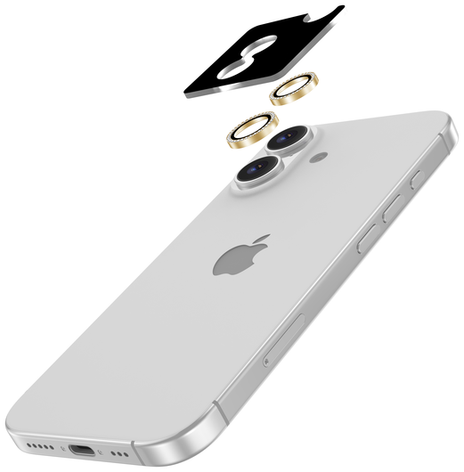 AVY Apple iPhone 17 / 16 / 16 Plus Camera Lens Protector Rings Diamant Goud afbeelding 2
