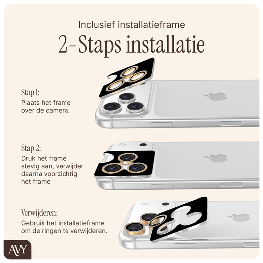 AVY Apple iPhone Air Camera Lens Protector Rings Diamant Goud afbeelding 6