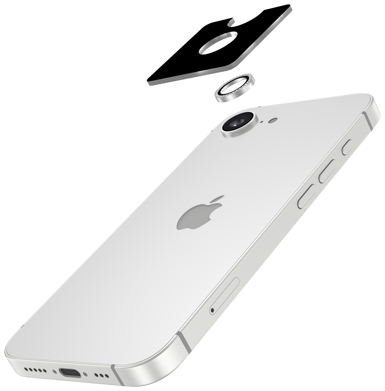 AVY Apple iPhone Air Camera Lens Protector Rings Diamant Zilver afbeelding 2