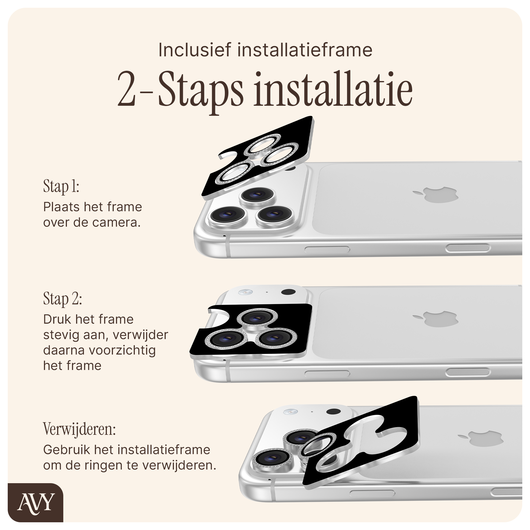 AVY Apple iPhone Air Camera Lens Protector Rings Diamant Zilver afbeelding 6