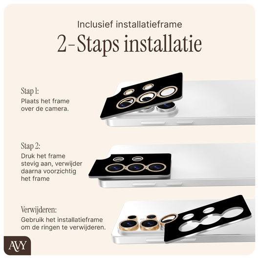 AVY Samsung Galaxy S26 Camera Lens Protector Rings Diamant Goud afbeelding 6