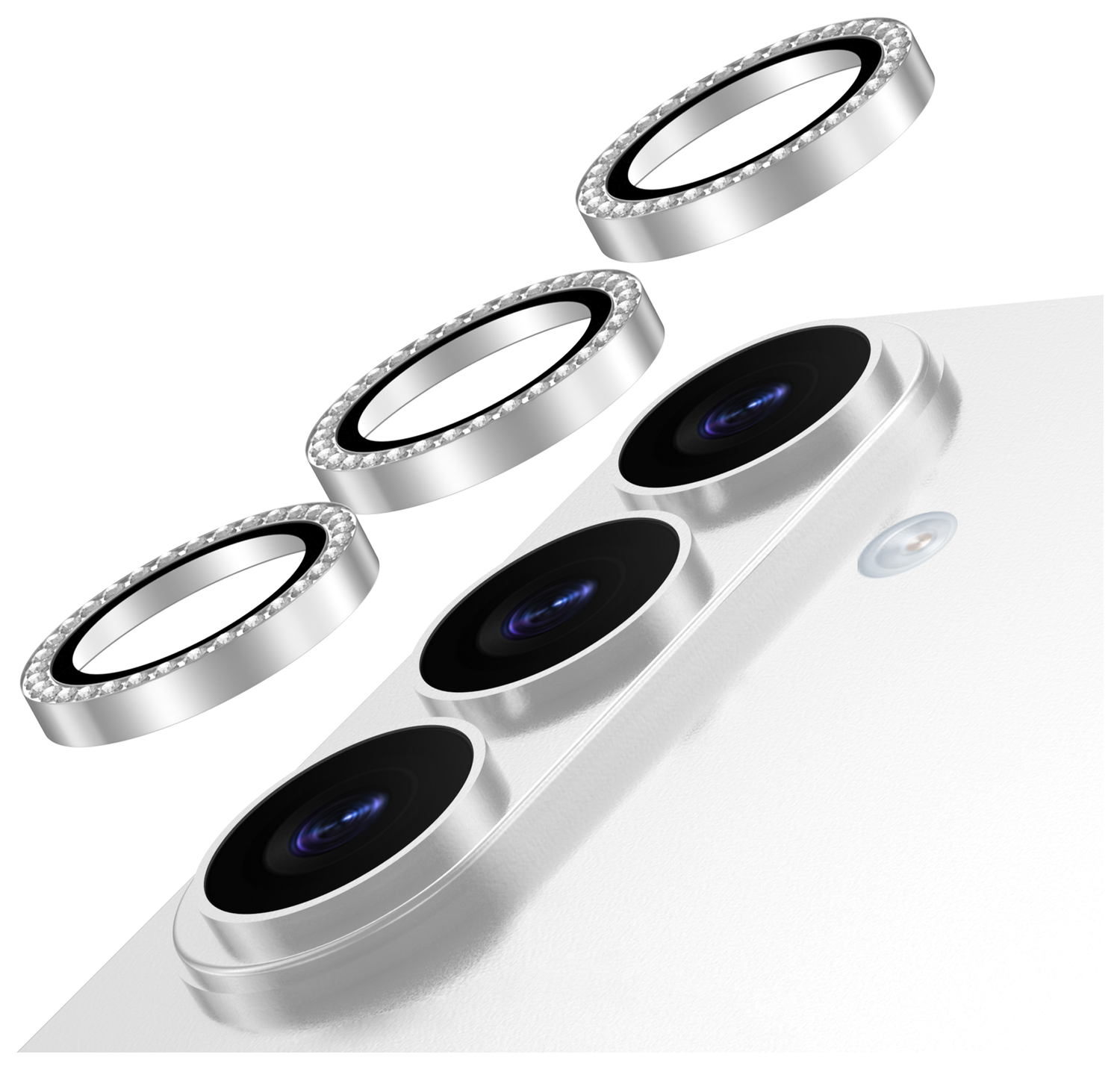 AVY Samsung Galaxy S26 Camera Lens Protector Rings Diamant Zilver afbeelding 1
