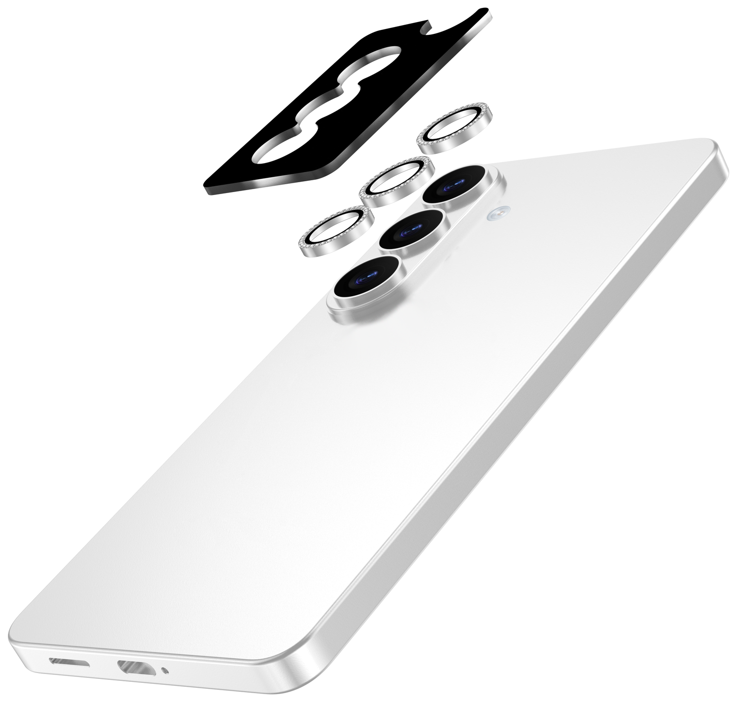 AVY Samsung Galaxy S26 Plus Camera Lens Protector Rings Diamant Zilver afbeelding 2