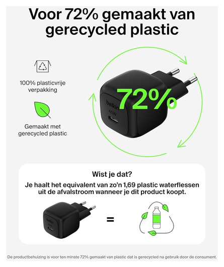 Belkin BoostCharge 45W USB-C Snellader Power Delivery Fast Charge Zwart afbeelding 7