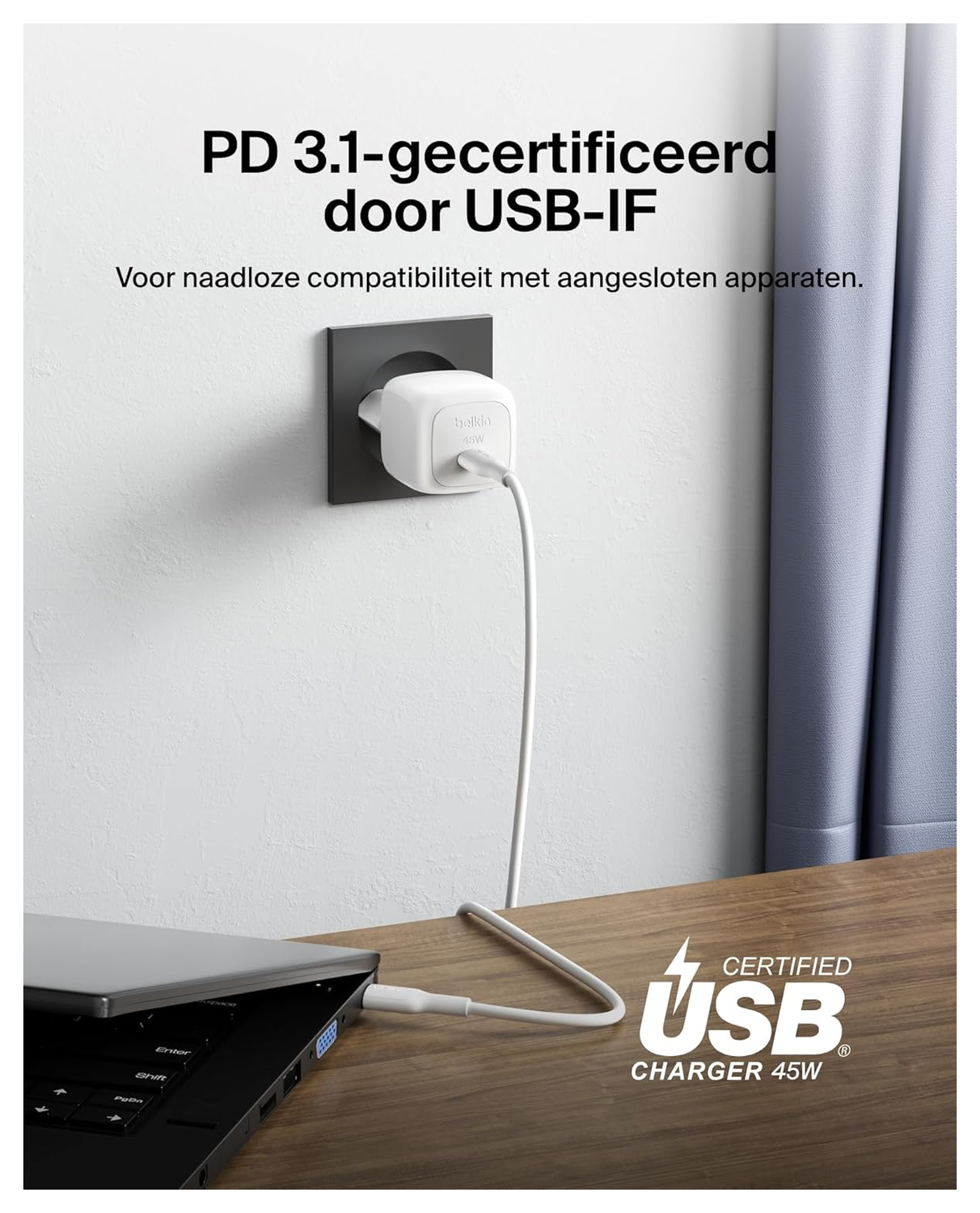 Belkin BoostCharge 45W USB-C Snellader Power Delivery Fast Charge Wit afbeelding 4