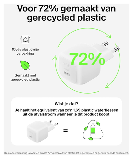 Belkin BoostCharge 45W USB-C Snellader Power Delivery Fast Charge Wit afbeelding 7