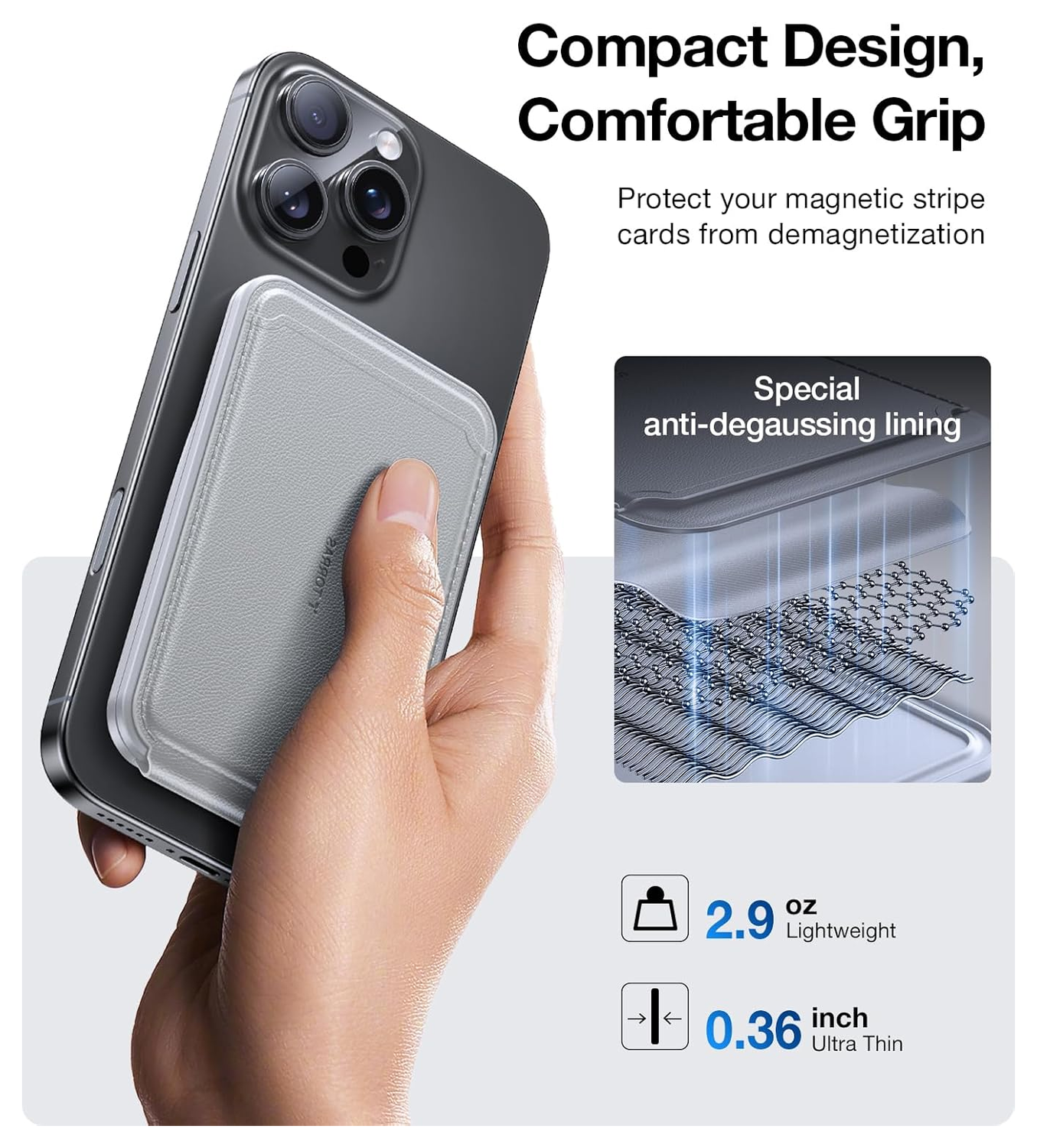 TORRAS MagSafe Pasjeshouder / Kaarthouder met Standaard 360° Draaibaar Grijs afbeelding 9