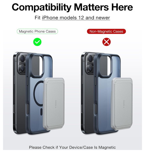 TORRAS MagSafe Pasjeshouder / Kaarthouder met Standaard 360° Draaibaar Grijs afbeelding 10