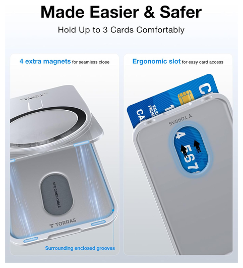TORRAS MagSafe Pasjeshouder / Kaarthouder met Standaard 360° Draaibaar Grijs afbeelding 6