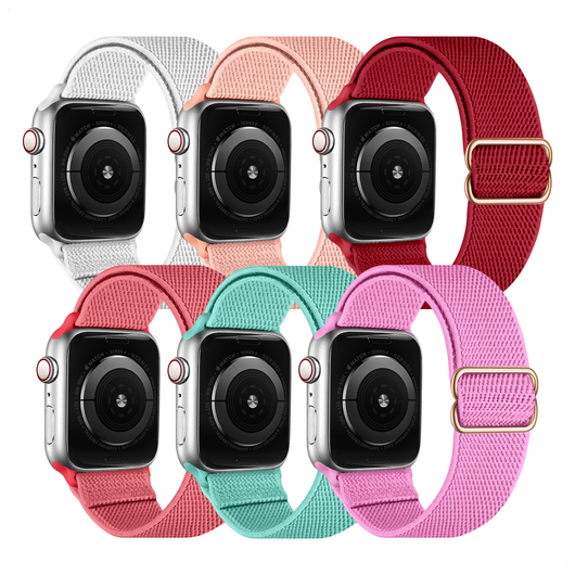 SBG Nylon Apple Watch Bandje - 1-11/SE/Ultra - 49/46/45/44/42MM - 6-Pack Licht afbeelding 1