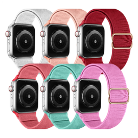 SBG Nylon Apple Watch Bandje - 1-11/SE/Ultra - 49/46/45/44/42MM - 6-Pack Licht afbeelding