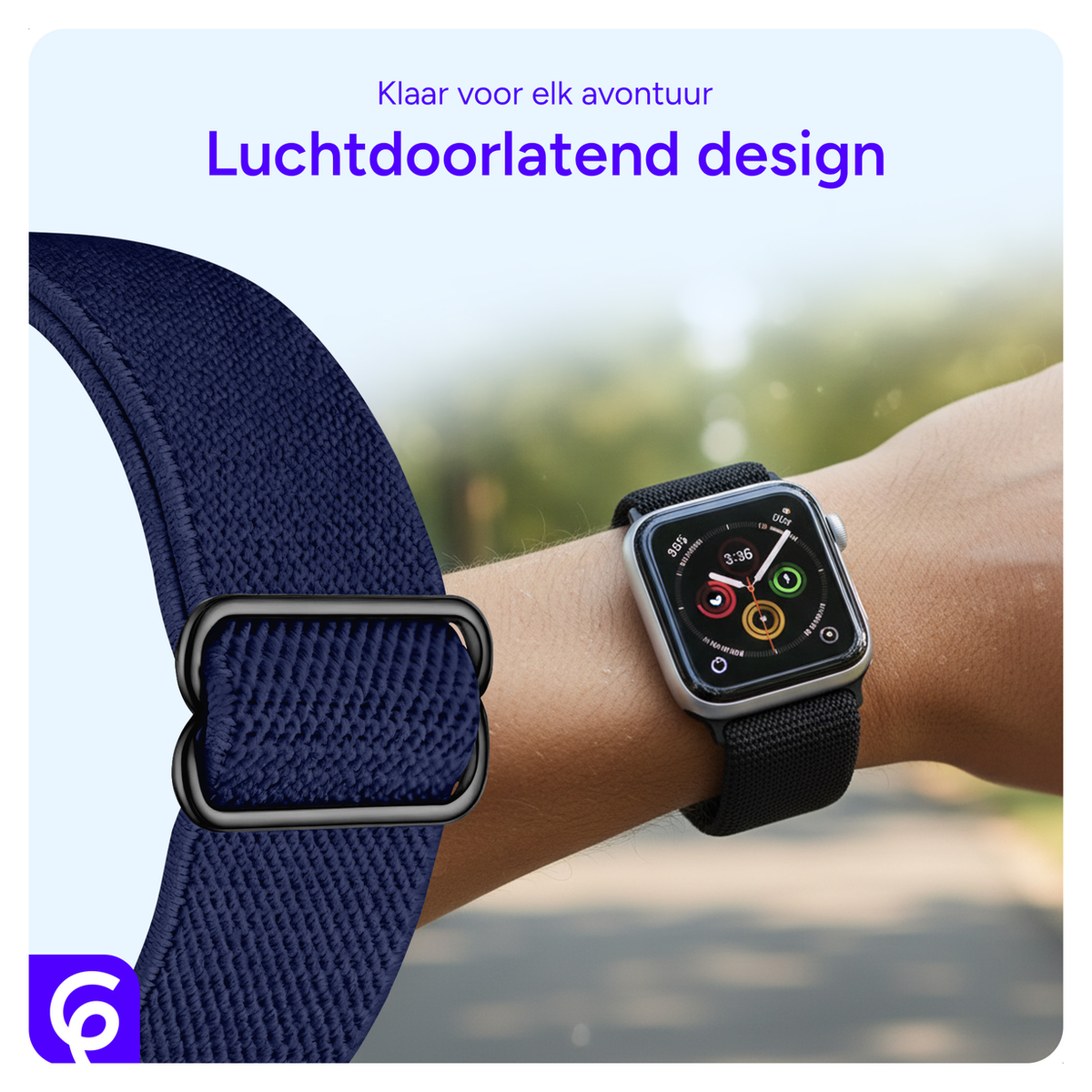 SBG Nylon Apple Watch Bandje - 1-11/SE - 38/40/41/42MM - 6-Pack Donker afbeelding 4