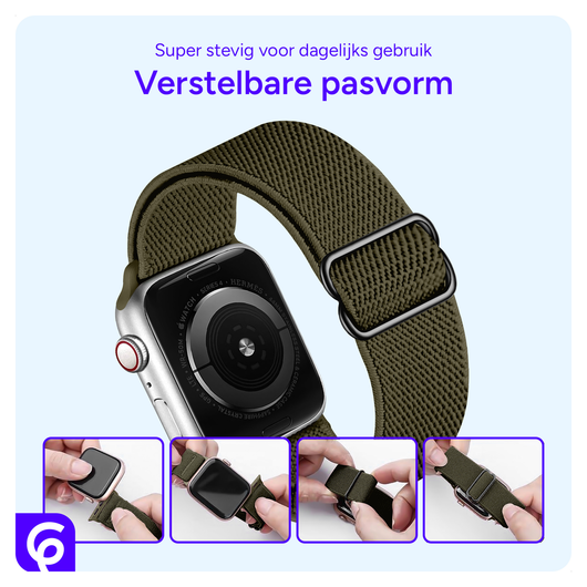 SBG Nylon Apple Watch Bandje - 1-11/SE - 38/40/41/42MM - 6-Pack Donker afbeelding 2