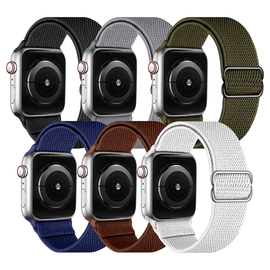 SBG Nylon Apple Watch Bandje - 1-11/SE - 38/40/41/42MM - 6-Pack Donker afbeelding