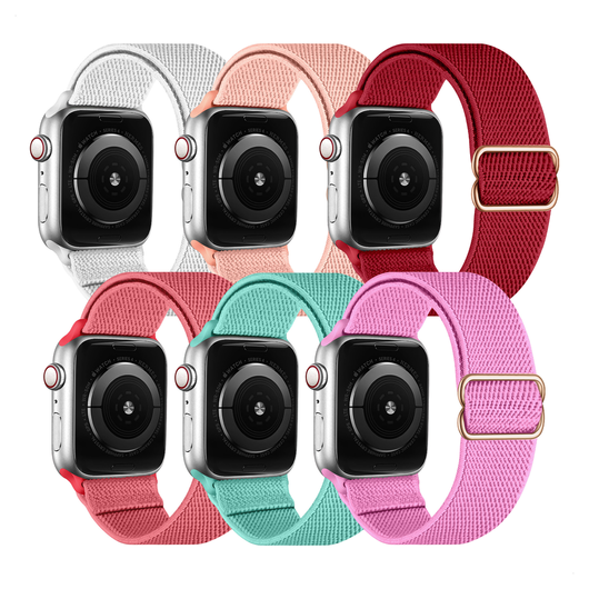 SBG Nylon Apple Watch Bandje - 1-11/SE - 38/40/41/42MM - 6-Pack Licht afbeelding 1