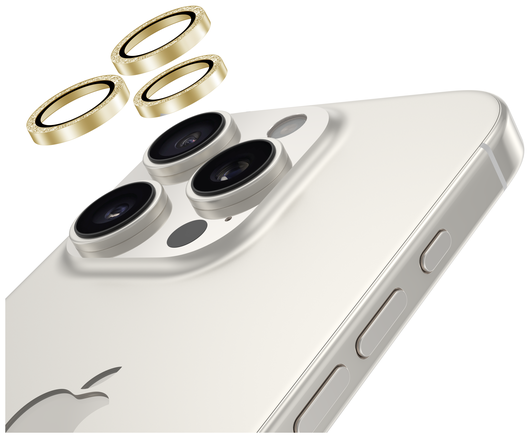 AVY iPhone 15 Pro / 15 Pro Max Camera Protector Rings Glitter Goud afbeelding 9