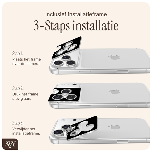 AVY iPhone 15 Pro / 15 Pro Max Camera Protector Rings Glitter Zilver afbeelding 8