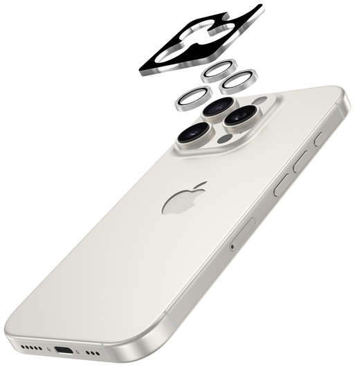 AVY iPhone 15 Pro / 15 Pro Max Camera Protector Rings Glitter Zilver afbeelding 2