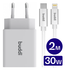 Buddi 30W USB-C & USB-A Oplader met Buddi Flex Lightning Kabel 2M Wit