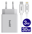 Buddi 30W USB-C & USB-A Oplader met Buddi Flex Lightning Kabel 3M Wit