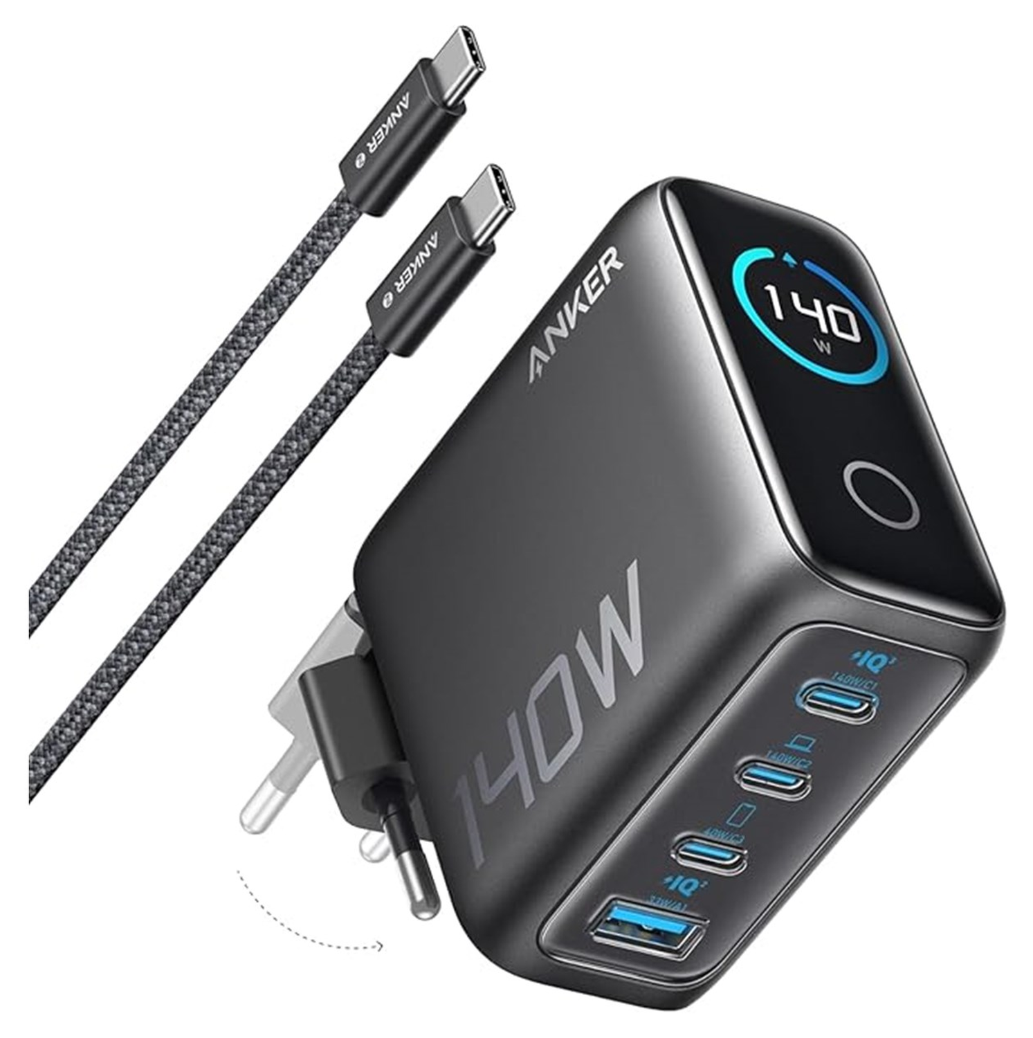 Anker Zolo (140W) USB-C Oplader GaN Snellader voor MacBook/Laptop Zwart afbeelding 1