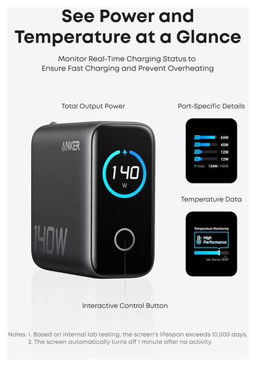 Anker Zolo (140W) USB-C Oplader GaN Snellader voor MacBook/Laptop Zwart afbeelding 4