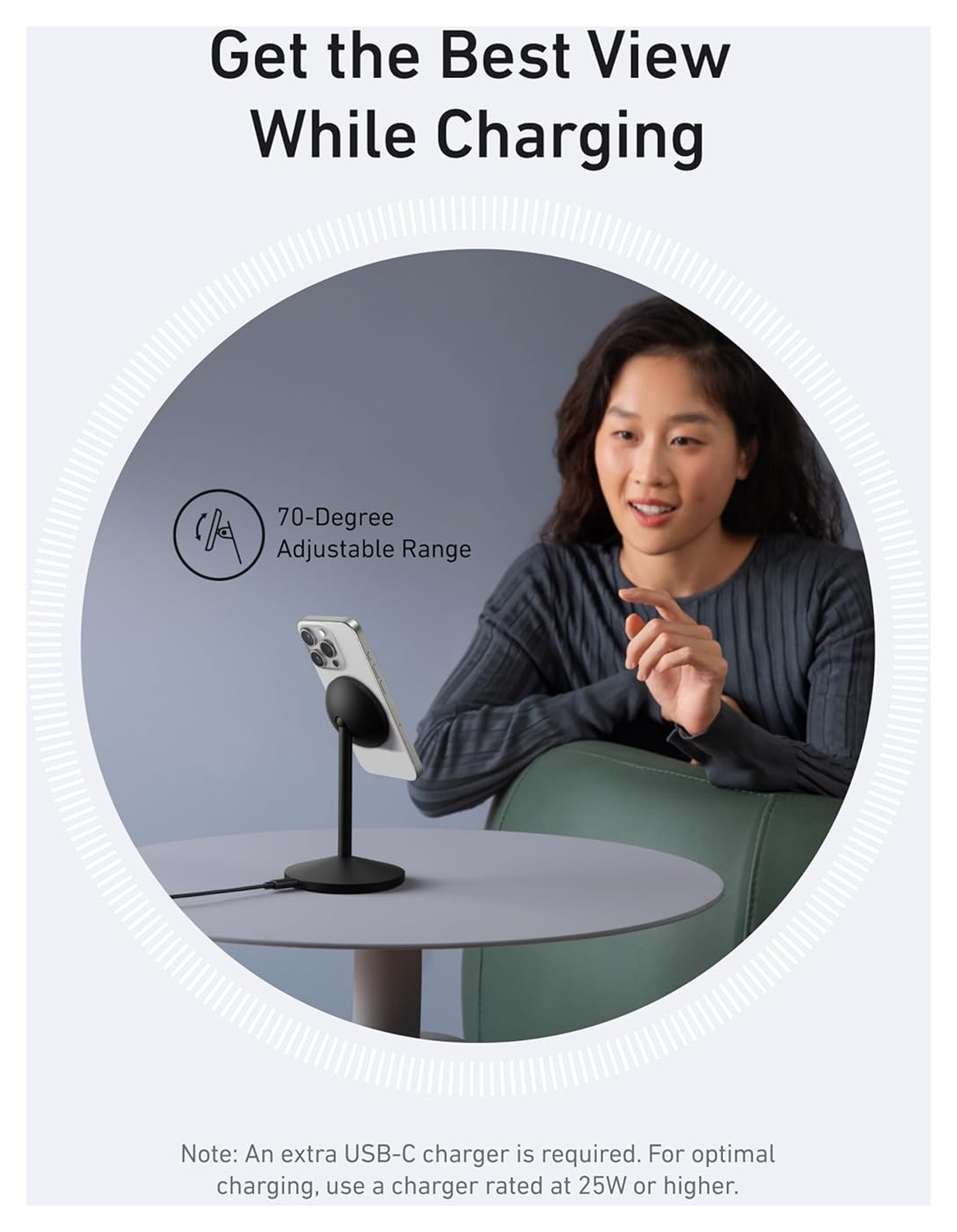 Anker MagGo Qi2 (15W) Draadloze MagSafe Oplaad Standaard Zwart afbeelding 7