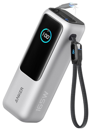 Anker (165W) Laptop/MacBook 25.000 mAh Powerbank Ingebouwde USB-C Kabels Zilver afbeelding