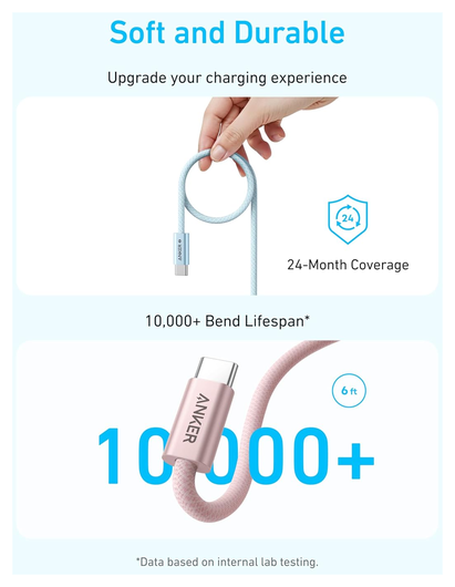 Anker Zolo (240W) USB-C naar USB-C Kabel Ultra Fast Charge 1.8M Zwart afbeelding 6
