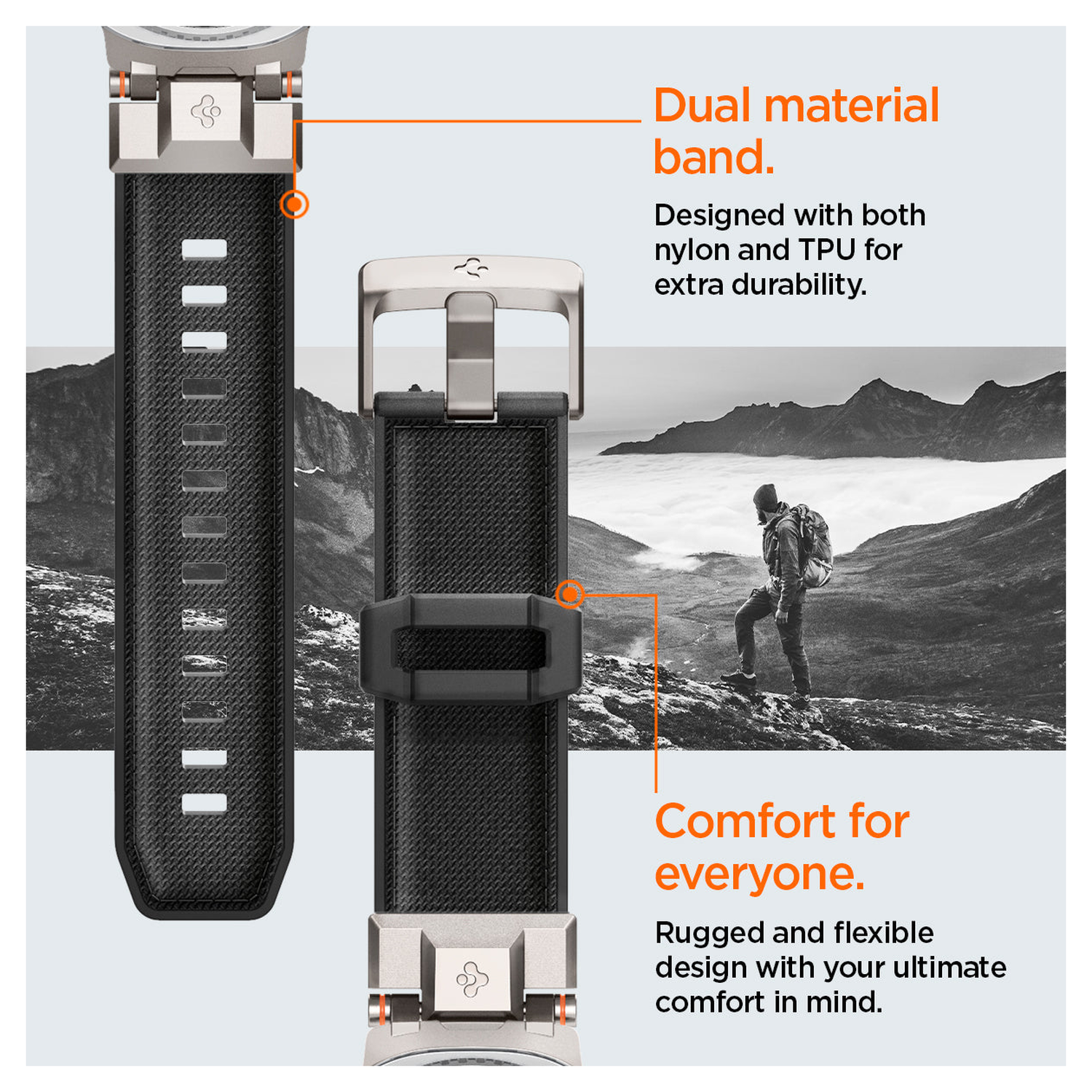 Spigen DuraPro Armor - Samsung Galaxy Watch 8 Bandje - Zwart afbeelding 6