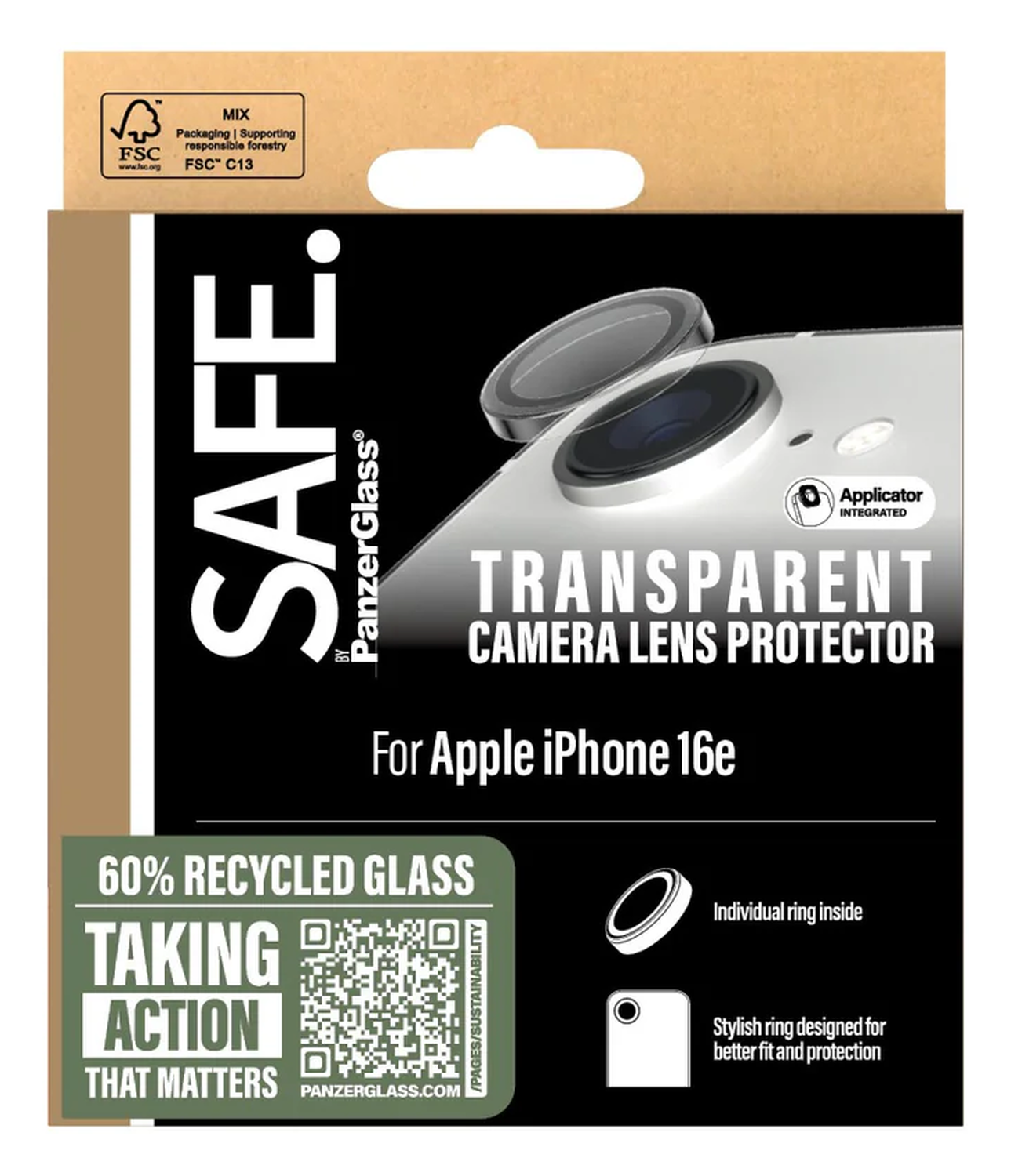PanzerGlass SAFE iPhone 16e Camera Lens Protector Transparant afbeelding 4
