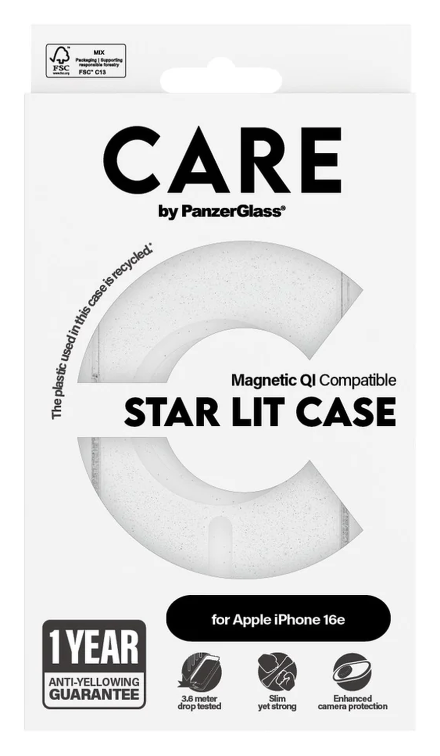 PanzerGlass CARE Star Lit iPhone 16e Hoesje MagSafe Back Cover Transparant afbeelding 4