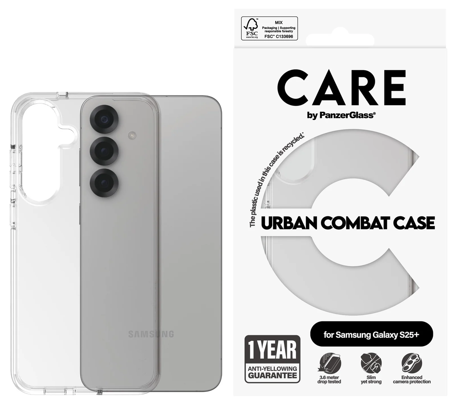 PanzerGlass Care Urban Combat Samsung Galaxy S25 Plus Hoesje Transparant afbeelding 1