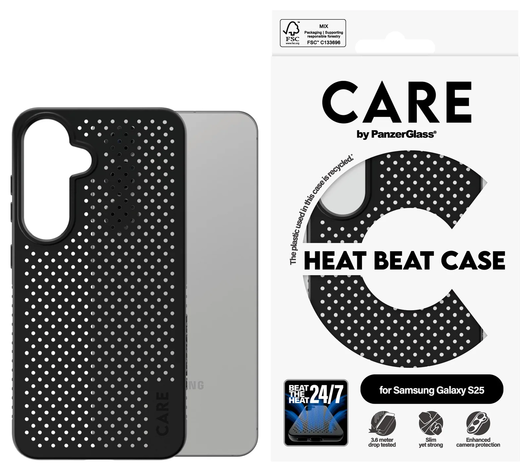 PanzerGlass CARE Heat Beat Samsung Galaxy S25 Hoesje Zwart afbeelding 1