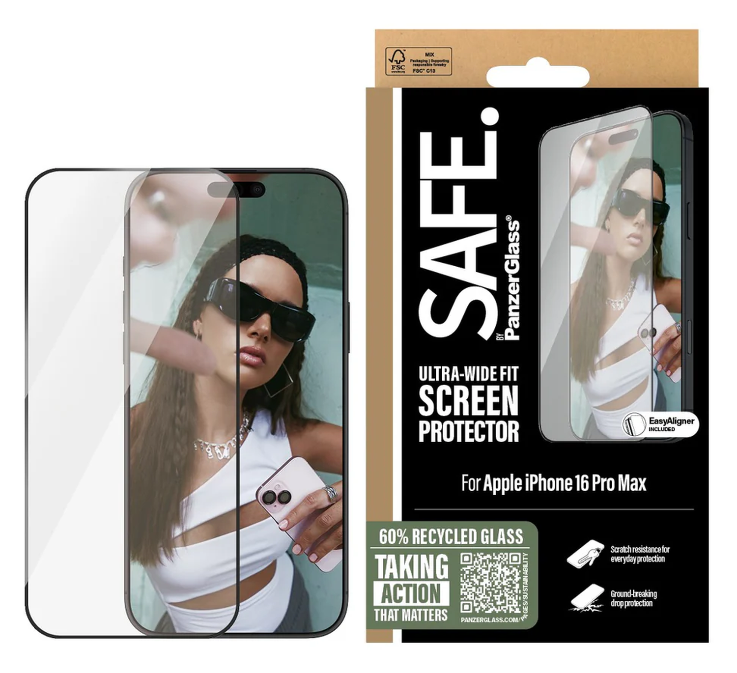 PanzerGlass SAFE Ultra-Wide Fit iPhone 16 Pro Max Screen Protector afbeelding 1