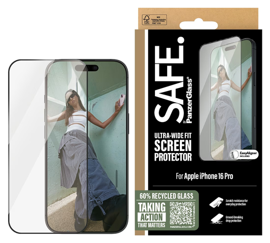 PanzerGlass SAFE Ultra-Wide Fit iPhone 16 Pro Screen Protector afbeelding 1