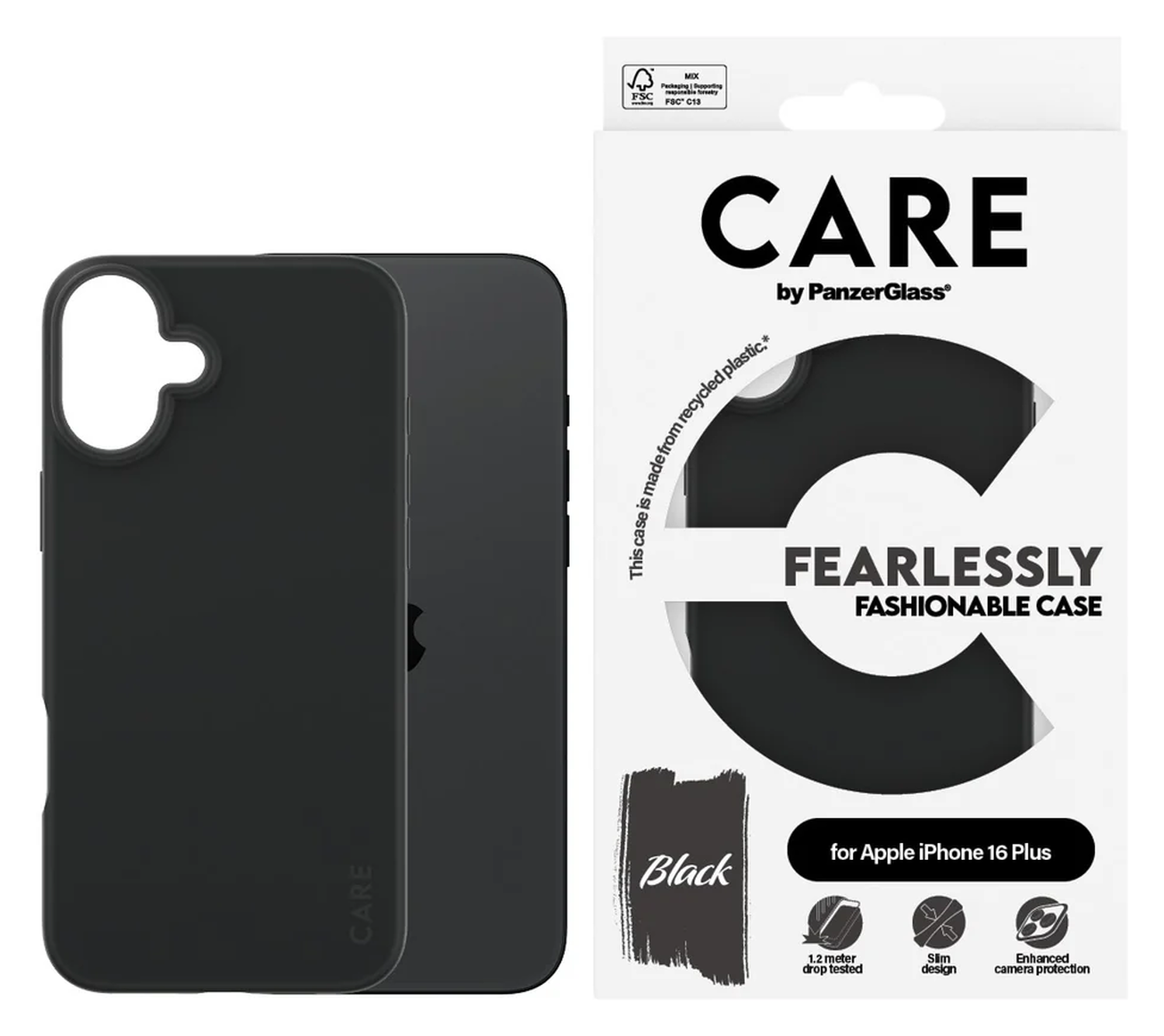 PanzerGlass CARE Fashionable iPhone 16 Plus Hoesje Back Cover Zwart afbeelding 1