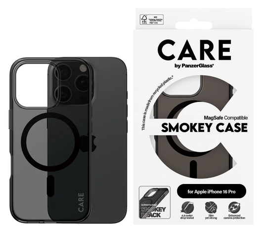 PanzerGlass CARE Smokey iPhone 16 Pro Hoesje MagSafe Back Cover Zwart afbeelding 1