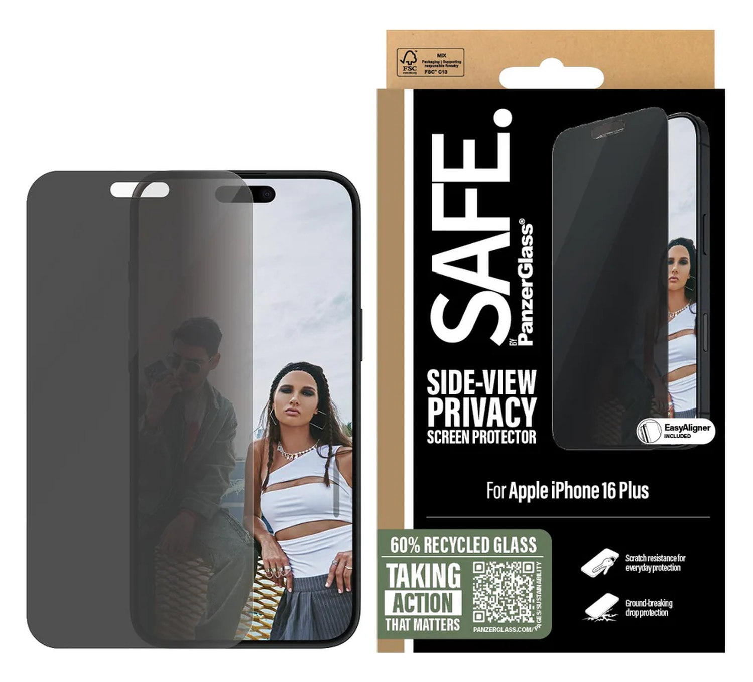 PanzerGlass SAFE iPhone 16 Plus / 15 Plus Screen Protector Privacy Glass afbeelding 1