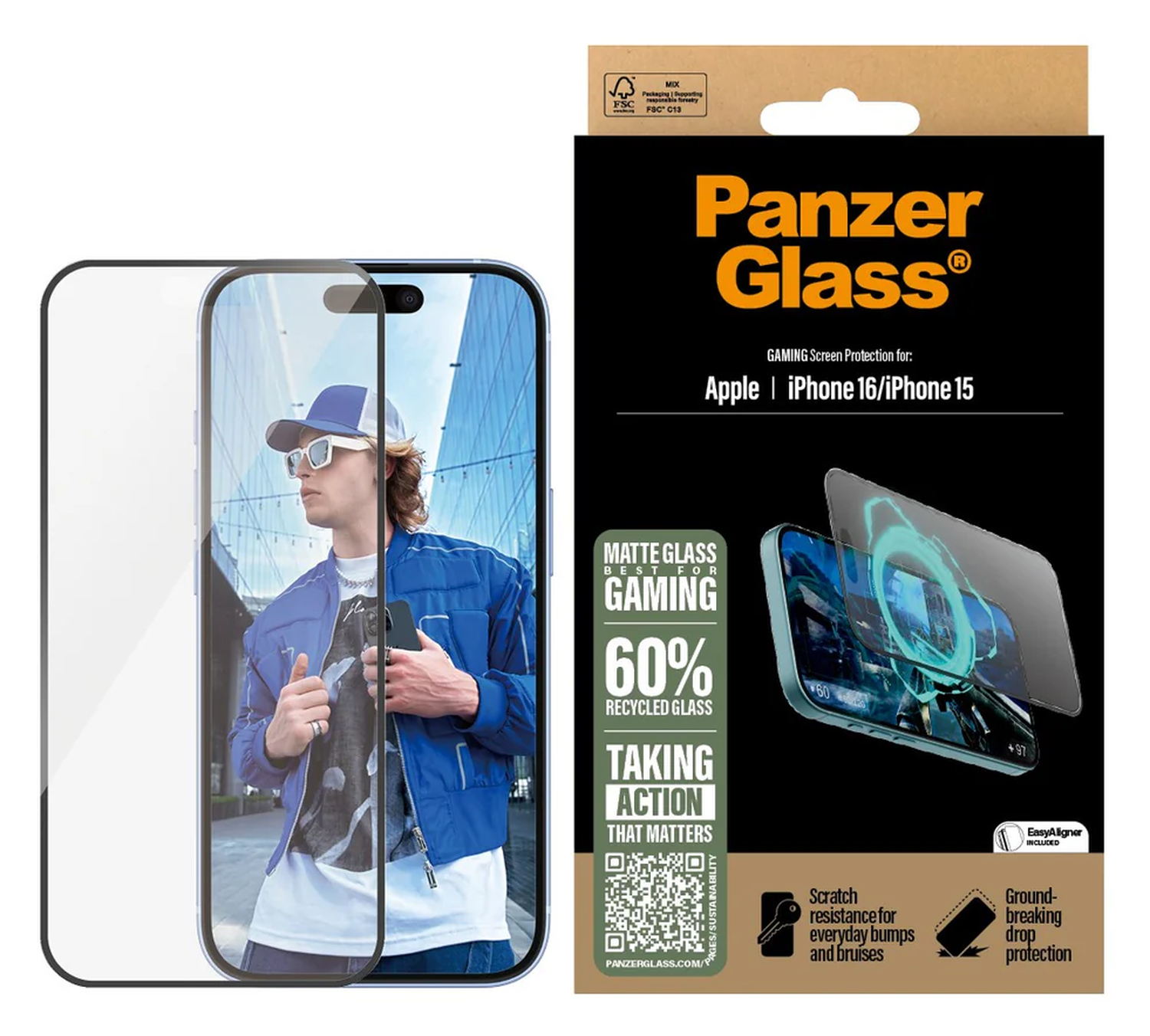 PanzerGlass Gaming Ultra-Wide iPhone 16 / 15 Screen Protector Tempered Glass afbeelding 1