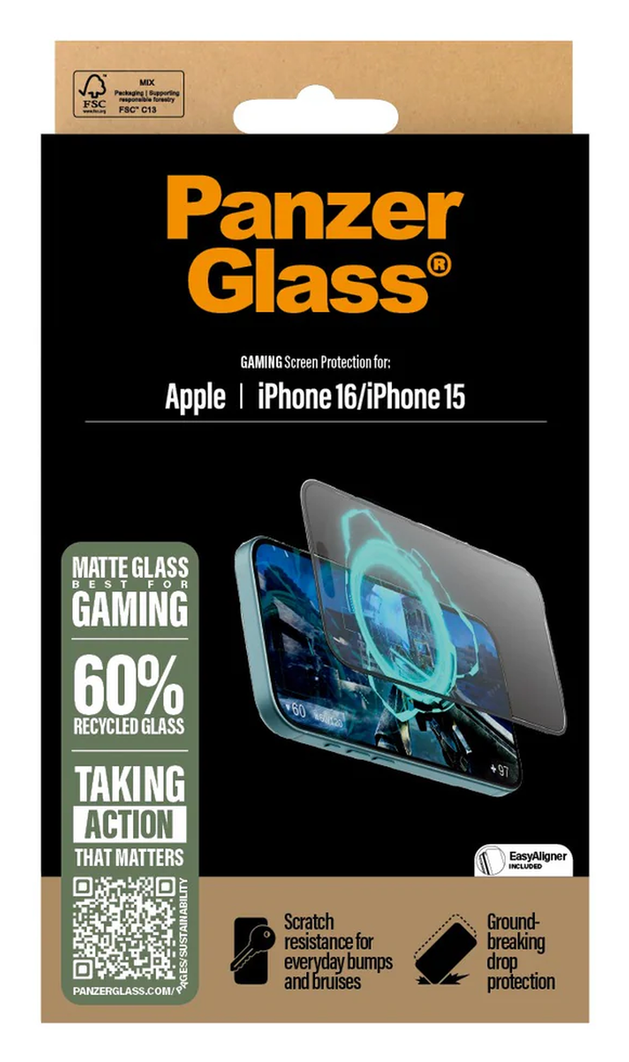 PanzerGlass Gaming Ultra-Wide iPhone 16 / 15 Screen Protector Tempered Glass afbeelding 4