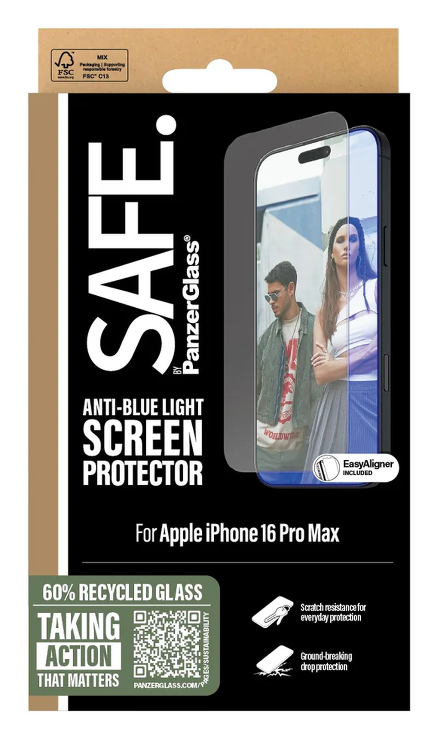 PanzerGlass SAFE Ultra-Wide iPhone 16 Pro Max Screen Protector Anti Blue Light afbeelding 4
