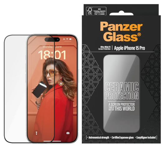 PanzerGlass Ceramic Ultra-Wide Fit iPhone 15 Pro Screen Protector afbeelding 1