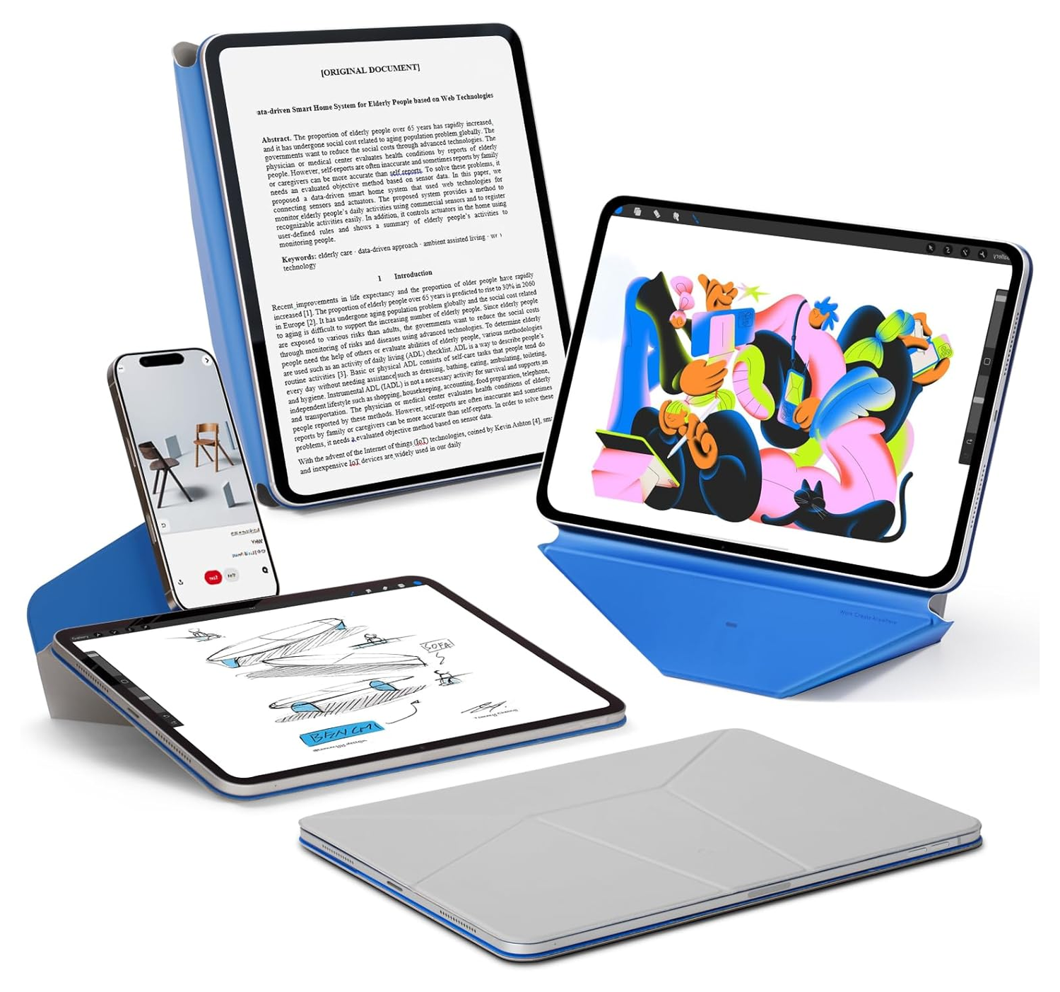 MOFT Dynamic Folio iPad Pro 12.9 Hoes Book Case met Standaard Grijs afbeelding 1