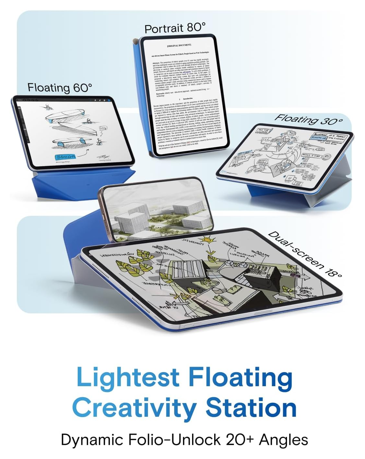 MOFT Dynamic Folio iPad Pro 12.9 Hoes Book Case met Standaard Grijs afbeelding 4