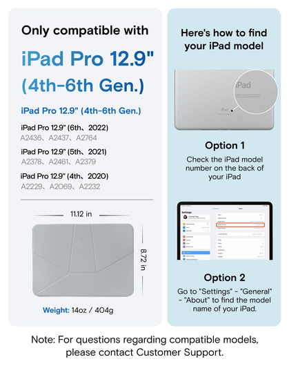 MOFT Dynamic Folio iPad Pro 12.9 Hoes Book Case met Standaard Grijs afbeelding 2