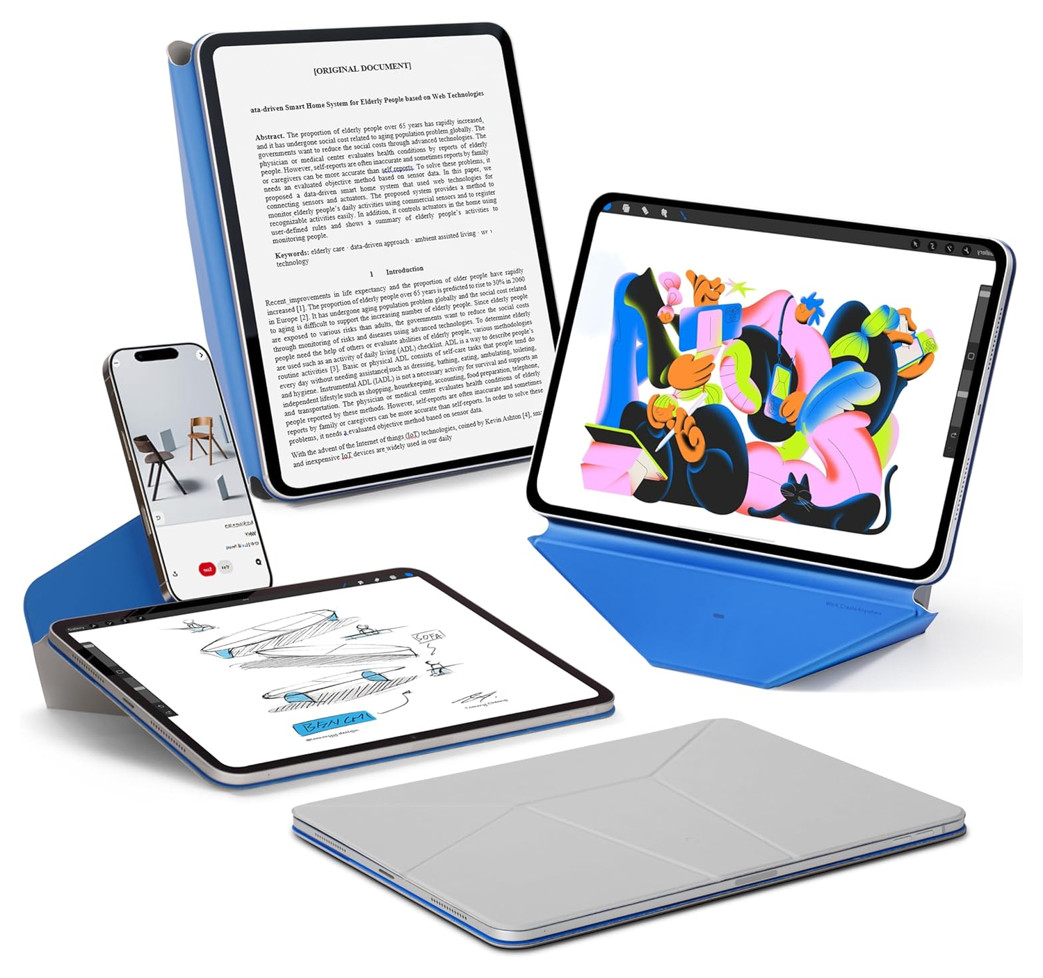 MOFT Dynamic Folio iPad 11 (2025) / 10.9 (2022) Hoes Book Case Standaard Grijs afbeelding 1